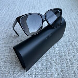Saint Laurent Logo Square Cateye Black Sunglasses NEW